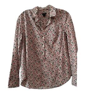 J. Crew floral Oxford partial button up shirt